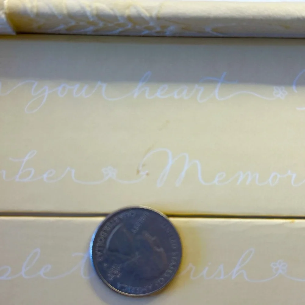 Hallmark Signature Keepsake Card Keeper‎ Velvet Textured Box Hook Clasp Yellow